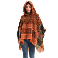 Chal de moda para mujer, elegante patrón de hueso de pescado, con capucha, chal y capa - details 0