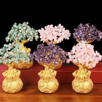 Cristal amarillo de la suerte, árbol de dinero Natural, estilo bonsái, riqueza, suerte, adornos artesanales Feng Shui - details 0
