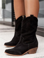 Nuevo producto botines de mujer de gamuza quemada con tacón medio y caña baja estilo marina - details 9