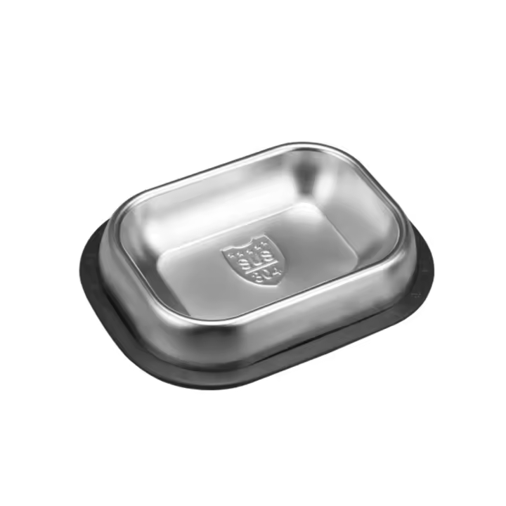 Con anillo de silicona, cuenco de acero inoxidable para mascotas, cuenco alimentador, contenedor de agua, cuenco para perros, cuenco duradero de acero inoxidable 304 para perros/gatos - 1