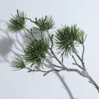 DIY decoración de bonsái, rama de pino Artificial verde, plantas de pino de lujo de plástico, plantas falsas realistas elegantes, decoración para sala de estar - details 9