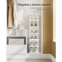 Juego de Organizadores de Zapatos 12 Cajas Apilables, 2 Zapateros Plegables y Portátiles, Hasta Talla 46, Montaje en 60s, Transparente y Blanco - details 23