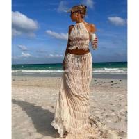 Conjunto de Dos Piezas para Mujer Verano 2025 TOP Cruzado con Espalda Descubierta y Falda Larga Fluida Estilo Y2K para Playa, Fiestas o Looks Diarios Tejido Transpirable y Exclusivo en Miravia - details 1