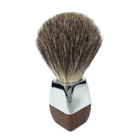 Hot Sale Wet Shaving Soap Lather Brush Pure Badger Hair with Wood Grain Zinc Alloy Handle Men's Personal Care Tool - details 2