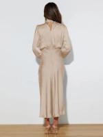 Primavera Verano nuevo vestido de manga larga de satén de gama alta vestido de noche elegante para mujer ropa de fiesta vestidos de celebridades - details 2