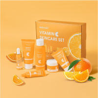Set de cuidado de la piel con vitamina C, set de 6 piezas que incluye sérum tonificante, crema facial para ojos, protector solar, limpiador, hidratante profundo para la piel - details 12