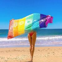 Toalla decorativa con estampado de chakras y borlas coloridas de microfibra, estilo Popular Rainbow Beach Ins, novedad de 2025 - details 1