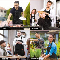 Delantales de cocina de lona para hombre y mujer, delantal de trabajo de Chef para parrilla, restaurante, Bar, tienda, cafés, uniforme de belleza para uñas, 2023 - details 12