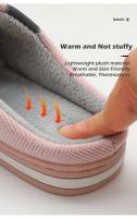 Invierno cálido piel para hombres mujeres parejas casa antideslizante zapatos suaves comodidad tacón plano hogar interior dormitorio Zapatillas de felpa - details 3