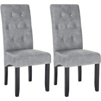 Cocina Estructura de Madera Sillón Asiento Acolchado Tapizado en Terciopelo Gris Claro BH294hgr-2 - details 0