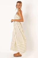 Vestido largo a rayas para mujer, ribete sin mangas con tirantes, cuello delgado, playa y fiesta, 2024 - details 6