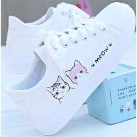 Zapatillas de deporte con cordones para mujer, zapatos informales con estampado de gato, de Pu, para verano, 2025 - details 5