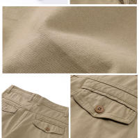 Novedad de verano, pantalones cortos Cargo 100% de algodón para hombre, moda de Color sólido, múltiples bolsillos, pantalones cortos holgados informales de marca para hombre - details 7