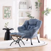 Silla perezosa con otomana, silla moderna con reposabrazos y bolsillo lateral, sillón de lectura con reposapiés para espacios pequeños, color verde afelpado - details 44
