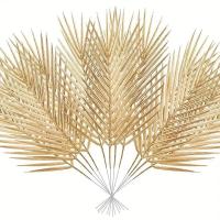 5 hojas artificiales de palma dorada, plantas tropil falsas para decoración para fiesta de boda en el hogar y el jardín - details 2