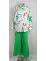 Junxi Wan Conjunto Casual de 2 Piezas Floral Camisa de Manga Larga y Pantalones de Pierna Ancha - details 11