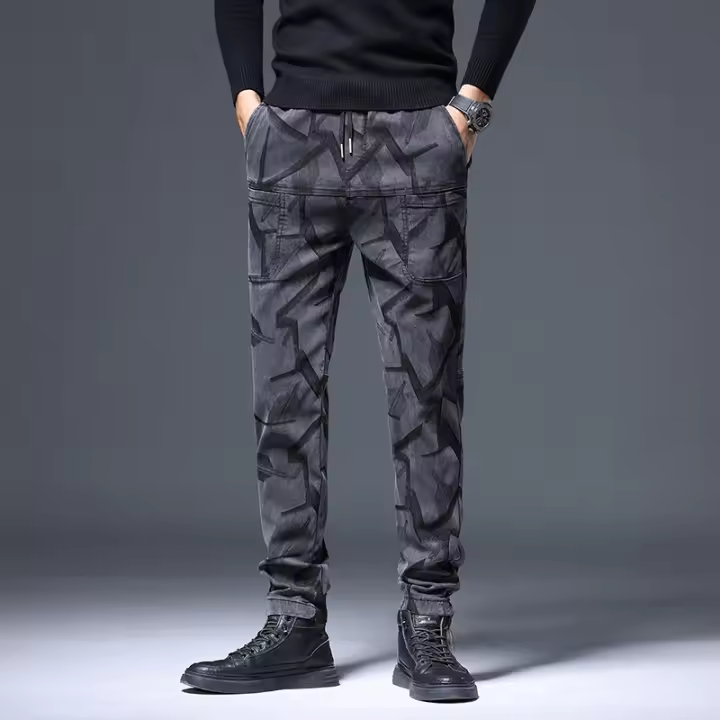 Pantalones de pierna pequeña ajustados elásticos informales de primavera, pantalones de marca de moda versátiles y ligeros para hombres 7008 - 1