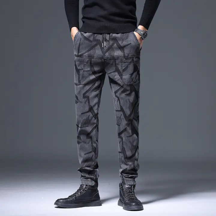 Pantalones de pierna pequeña ajustados elásticos informales de primavera, pantalones de marca de moda versátiles y ligeros para hombres 7008 - 1