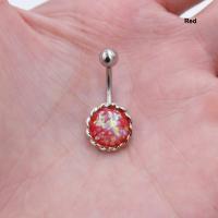 Piercing de ópalo falso Chapado en titanio para el Ombligo, joyería corporal de acero, 14G, 1 unidad - details 8