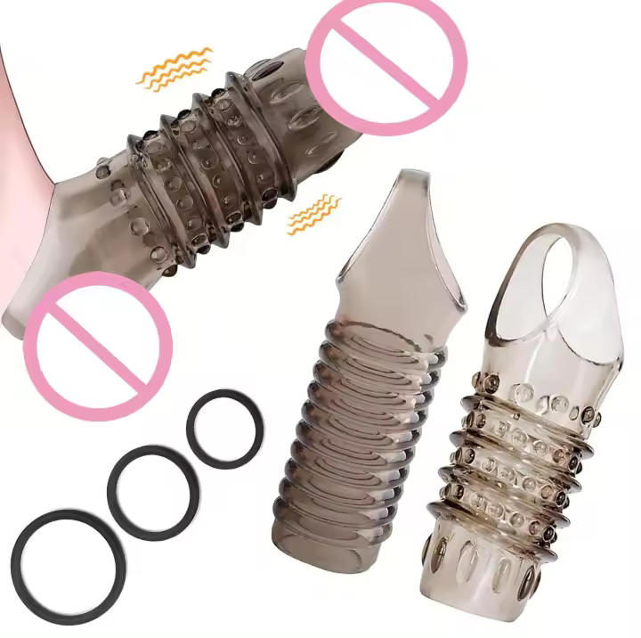 Juego de anillos de silicona para pene, mangas para pene, anillo para pene, mejora la erección, sexo más duradero, más fuerte, potenciador de circunferencia más grande, juguetes sexuales para adultos para hombres y parejas - 1