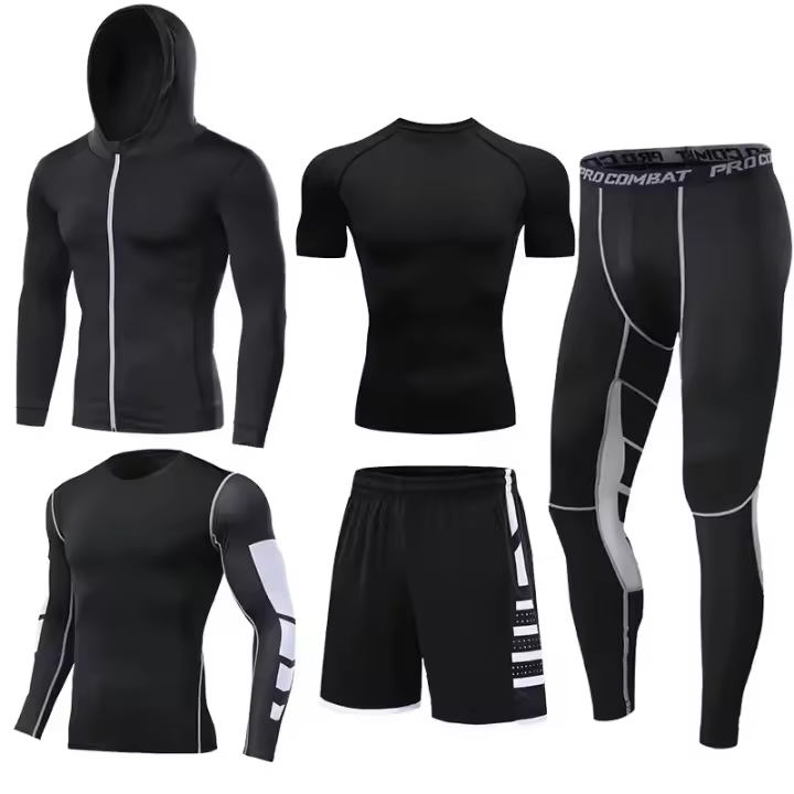 Conjunto de atletismo para hombre, ropa deportiva Fiess, mallas de compresión, pantalones usados ​​para gimnasio, protector contra el sudor - 1