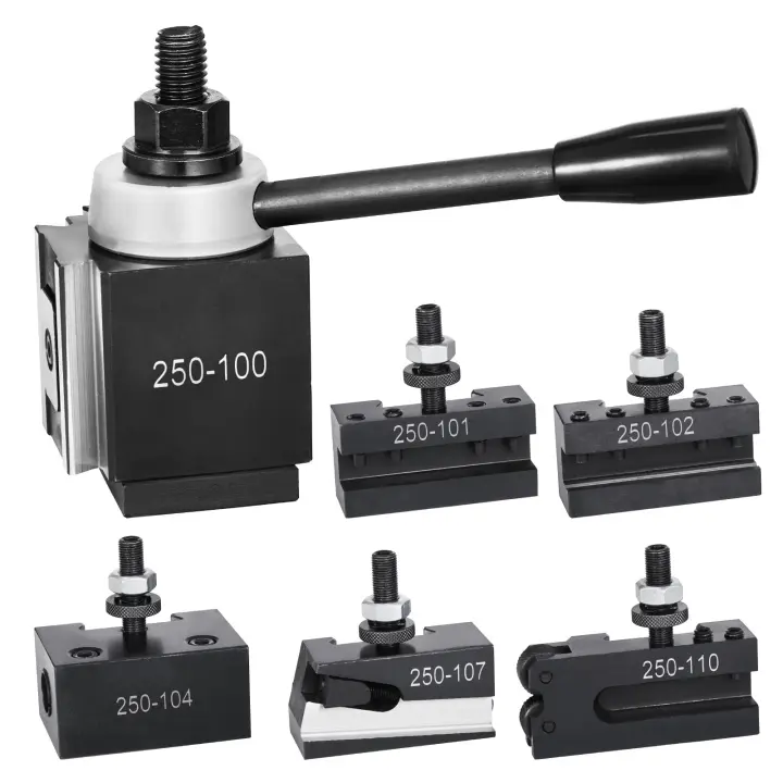 SucceBuy Juego de 6 piezas de portaherramientas de cambio rápido - Incluye portaherramientas de torno, portaherramientas tipo cuña con accesorios para portaherramientas de torneado, apto para mini torno y torno de metal de 6"-12" de oscilación, acero dura - 1
