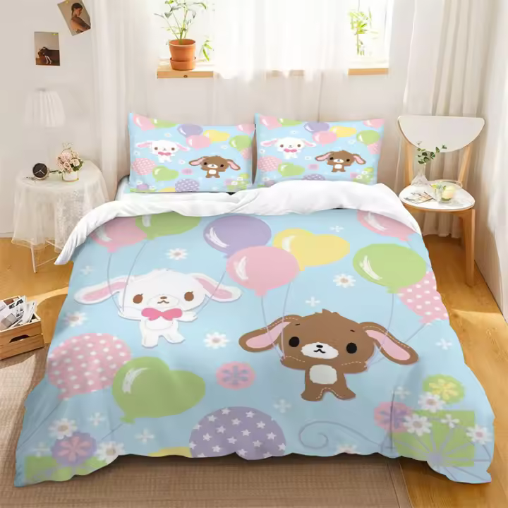 Funda de Edredón Suave y Cómoda en Forma de Cárnez Decoración de Hogar para Dormitorio y Sala de Estar Juego de Ropa de Cama de Dos Almohadas - 1