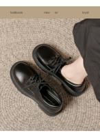 Nuevo otoño cabeza redonda de cuero suave con cordones zapatos individuales de suela plana blanco versátil británico pequeño zapatos de cuero - details 10