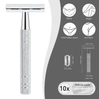 Barbero de Doble Cara Reutilizable para Mujeres y Hombres con 10 Aspas de Metal DE para Afeitar - details 1
