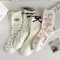Calcetines De Encaje Con Puntos Negros Para Niñas Estilo Lolita Y Ballet Transpirables Y Delgados Para El Verano Con Volante Y Diseño De Corazón Hueco - details 0