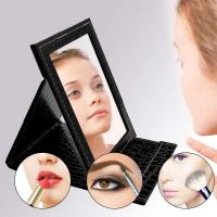 Espejo de escritorio, espejo de tocador plegable portátil, espejo de mesa con soporte para espejo de maquillaje para viajes (negro) - details 1