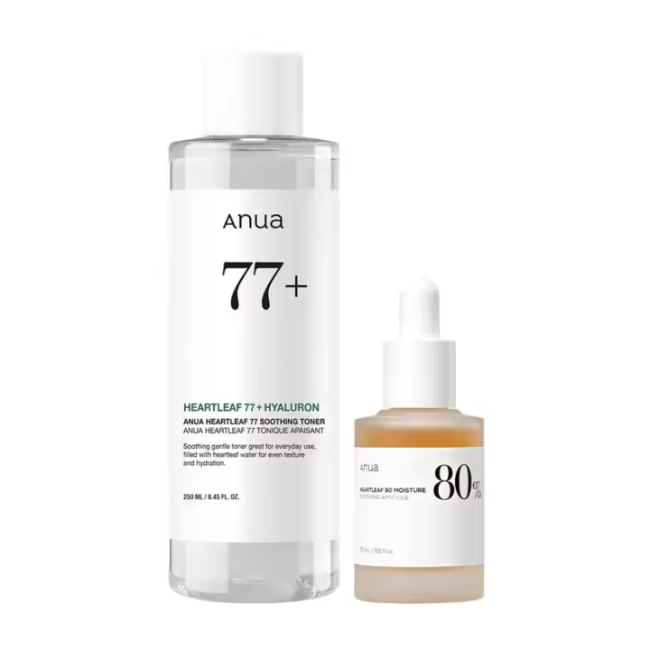 Anua Relief Duo Refshing Toner 77 PH 5.5 Ampolla utilizada para hidratar y calmar la piel sensible Koan Pu vegan Beauty - 1