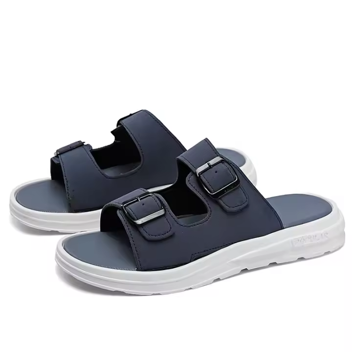 Zapatillas informales de doble botón a la moda de verano para hombre, sandalias de playa transpirables para hotel, zapatos clásicos ligeros y cómodos para exteriores - 1