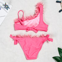 Traje de baño dividido de encaje rosa bebé para niñas, bikini para niños, ropa de baño para playa - details 3
