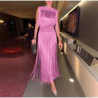 Elegante Vestido de Dos Piezas con Borlas Tops sin Mangas con Cuello Redondo Vestido Maxi Ajustado - details 2