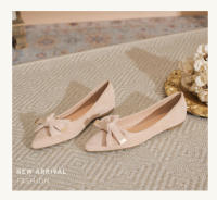 Tendencia francesa solo zapatos de mujer 2025 nuevo estilo de hadas arco versátil gamuza puntiaguda zapatos planos - details 14