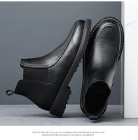 Botas Chelsea de cuero de vaca de gama alta botas de otoño e invierno de cuero genuino botas cortas británicas puntiagudas - details 13