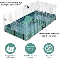 MidWest Homes for Pets Guinea Habitat modelo 171GHP Jaula para cobayas, con panel superior y panel divisor, color blanco y verde, 119,38 x 60,96 x 35,56 cm (largo x ancho x alto) - details 0