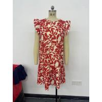 Vestido de verano para mujer con cuello redondo, manga con volantes y estampado de volantes - details 1