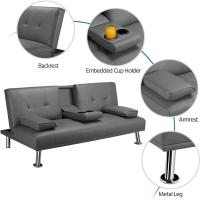 Sofá Cama Plegable de Poliéster 2 Plazas Soporte de Botella 167 X94 cm Max Capacidad 350 KG Gris - details 30