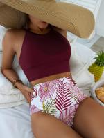 Bikini Sexy para mujer, traje de baño de cuello alto, traje de baño femenino de dos piezas, conjunto de Bikinis de cintura alta, ropa de playa para traje de baño 2024 - details 1