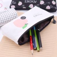 Lindo estuche de lápices de melocotón de tela de gran capacidad, bolsa de bolígrafo Simple Kawaii para niñas, oficina, escuela, estudiante, papelería, amigo, regalo para niños - details 2