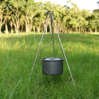 Al aire libre 4-6 personas sartén antiadherente Camping caldero colgante equipo hoguera tiene una olla Picnic portátil - details 11