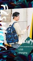 Mochilas impresas de moda para hombres y mujeres, estudiantes de secundaria y estudiantes de secundaria, interfaz usb, mochilas con patrones geométricos personalizados - details 6