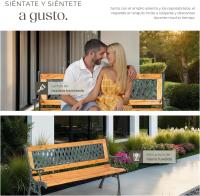 Banco de Jardín Exterior, Madera Lacada y Hierro Fundido, Diseño Elegante, Resistente y Estable, Patio y Terraza - Floral - details 23