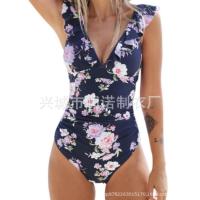 Traje de baño con cuello en V con traje de baño con cordones y borde con volantes - details 10