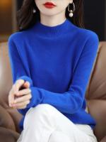 100% suéter de cachemira de lana merina, suéter tejido para mujer, jerséis de manga larga con cuello alto, ropa de otoño e invierno, Jersey cálido, Tops - details 9
