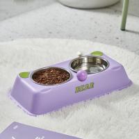 Cuenco doble con forma de oso para mascotas, contenedor de comida para gatos desmontable de gran capacidad, alimentador de agua antigolpes de acero inoxidable para cachorros, hogar - details 1