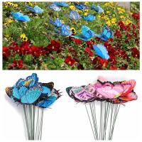 Mariposa de simulación multicolor con varillas para decoración de jardín, mariposas de doble capa vívidas, flores, bricolaje, 10 piezas, 8cm - details 2