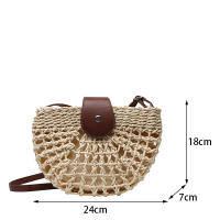 Bolso de paja para mujer, bandolera semicircular hecha a mano de ratán, bolso de mano para viaje y playa - details 23
